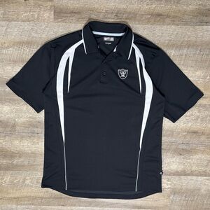 Vtg NFL Team Apparel Oakland Raiders Polo Shirt Mens L Black Performance Vegas